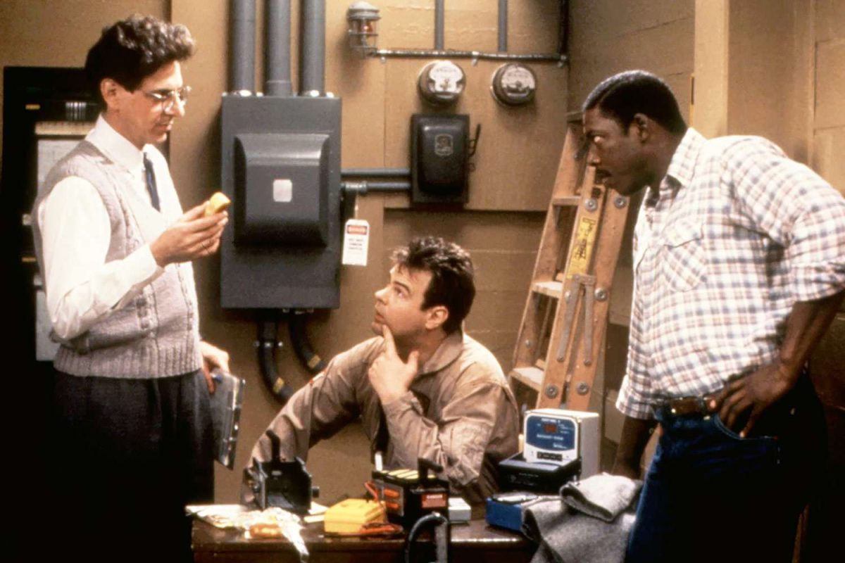 From left: Harold Ramis, Dan Aykroyd and Ernie Hudson in 'Ghostbusters' in 1984.